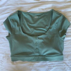 Alo blissful Henley cropped top